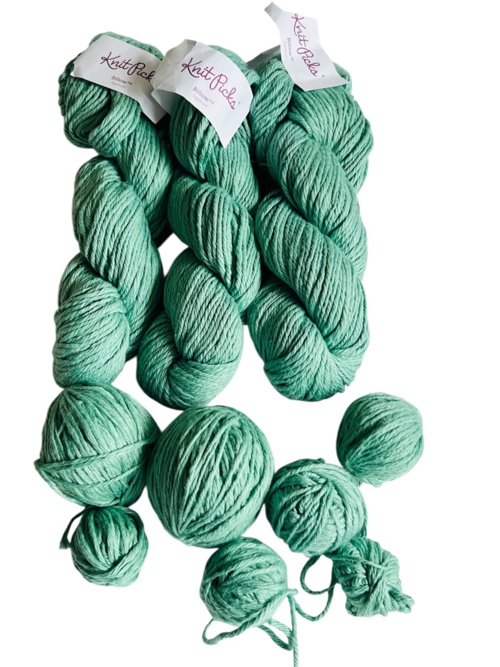 Knit Picks Yarn 3 Skeins Billow Sagebrush Green 100% Cotton 100 g Bulky 120 yard
